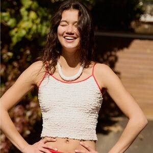 Free People Red and White tie tank